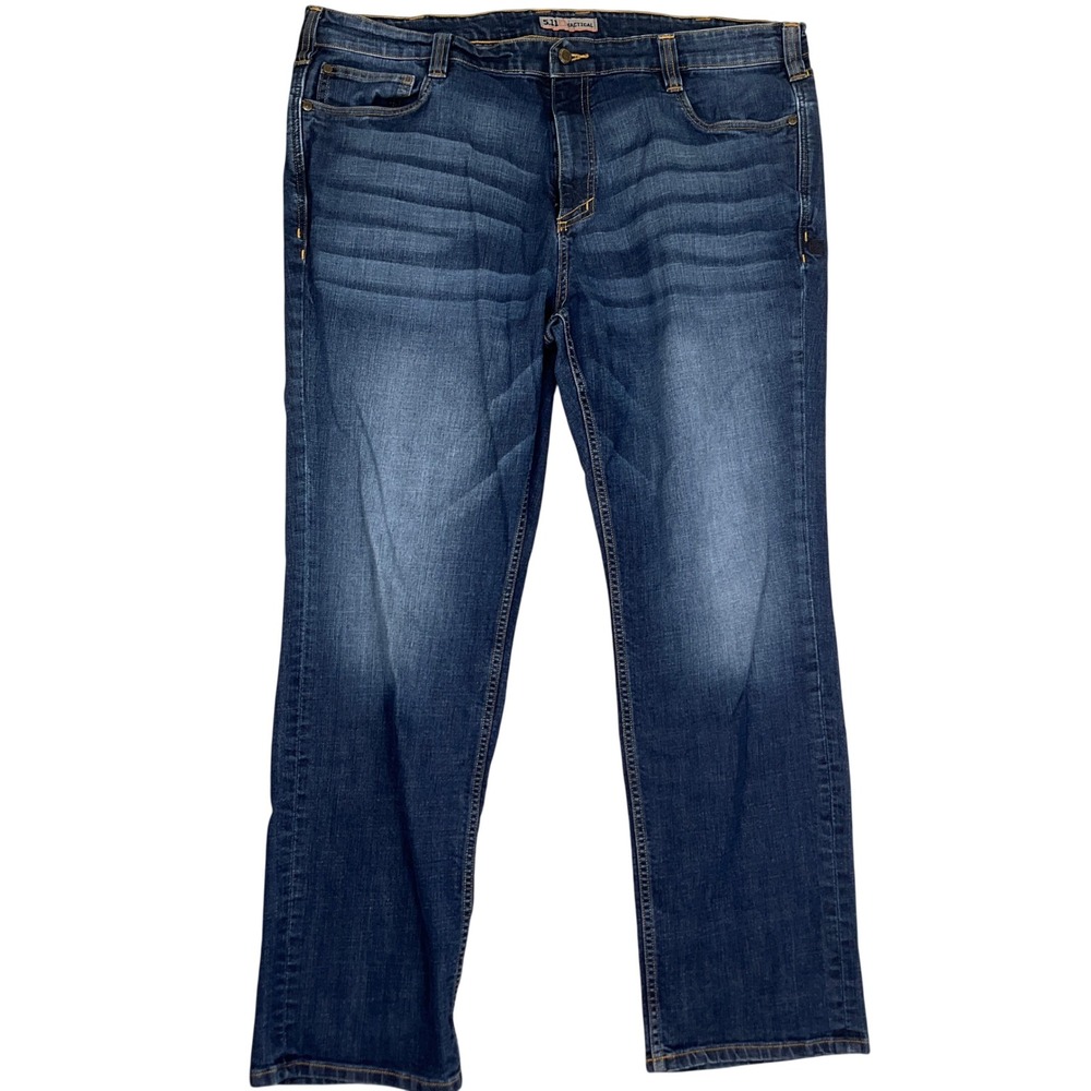 5.11 Tactical Jeans Mens 42W 32L Blue Whisker Stretch Rugged Workwear Denim